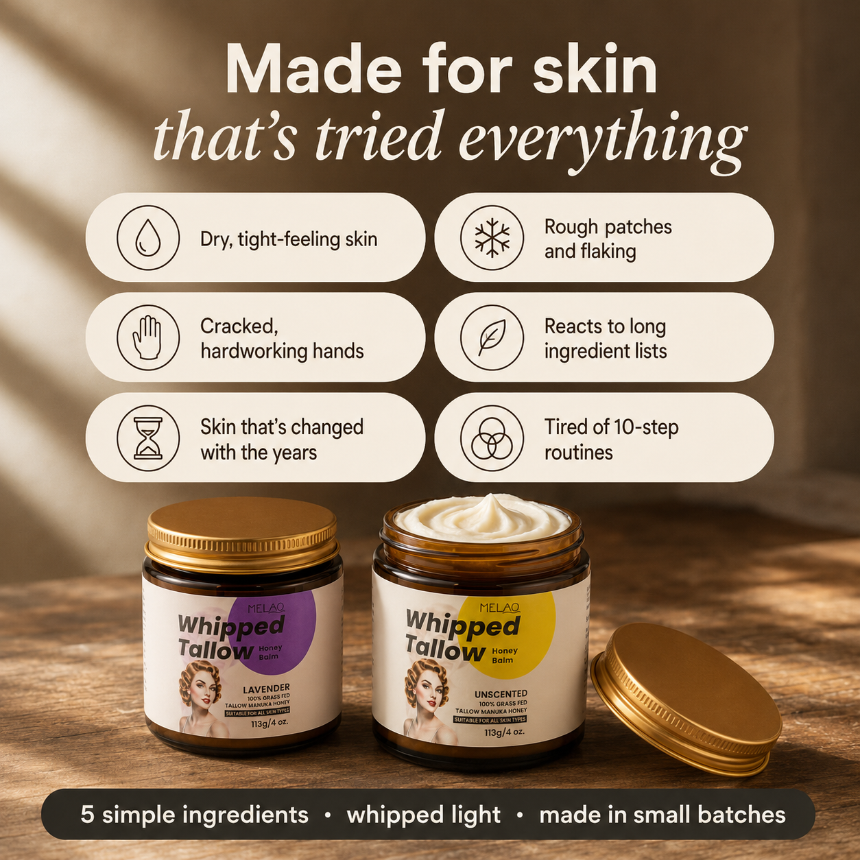 The One Jar · Whipped Tallow & Manuka Honey Balm