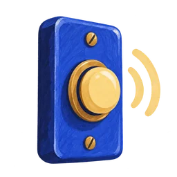 A painted doorbell with a butter-yellow button.